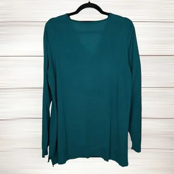 Marina Rinaldi Sport Sweater Tunic Deep Sea Green A-line Cowl Neck M US 12-14 - Picture 7 of 12